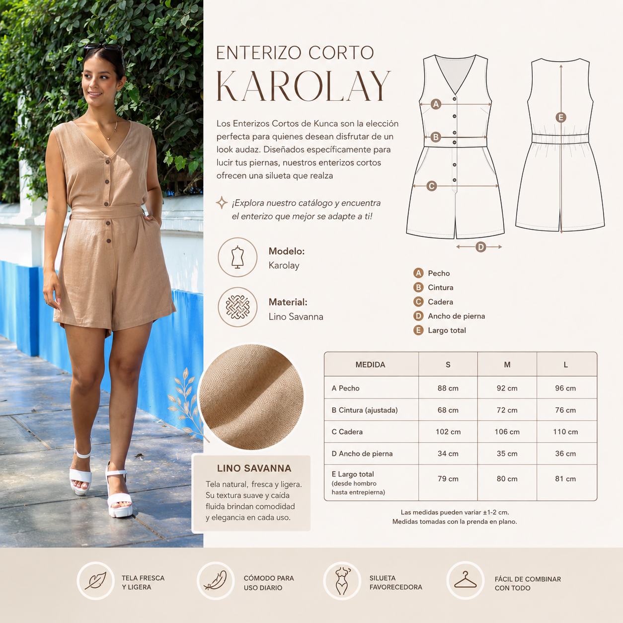 ENTERIZO CORTO KAROLAY CAMEL