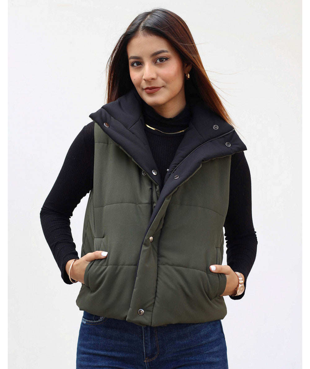 CHALECO REVERSIBLE VERDE MILITAR / NEGRO BERLÍN