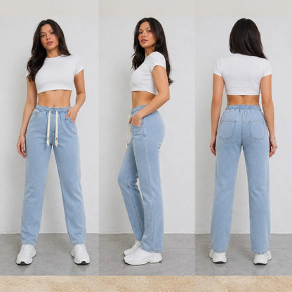 Pantalón Térmico Afelpado Mujer Estilo Denim Invierno