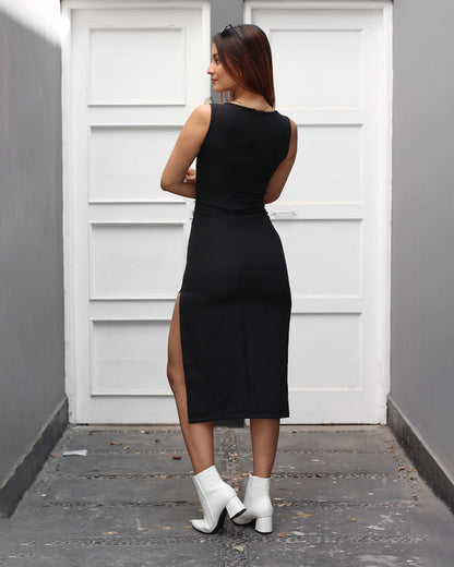 VESTIDO LARGO CATALINA NEGRO - Kunca