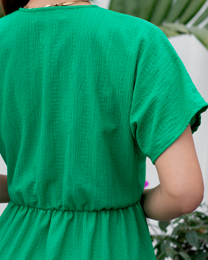 VESTIDO CASUAL CON ESCOTE V KAORI VERDE - Kunca