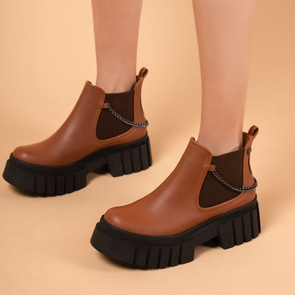 Botines Plataforma Chunky Camel | Chelsea