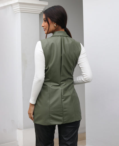 CHALECO CUERINA VERDE MILAGROS - Kunca