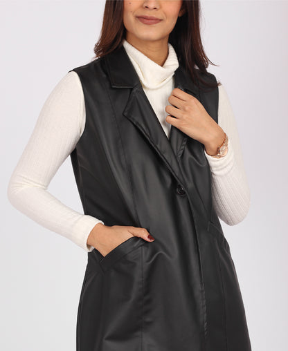 CHALECO CUERINA MILAGROS NEGRO - Kunca