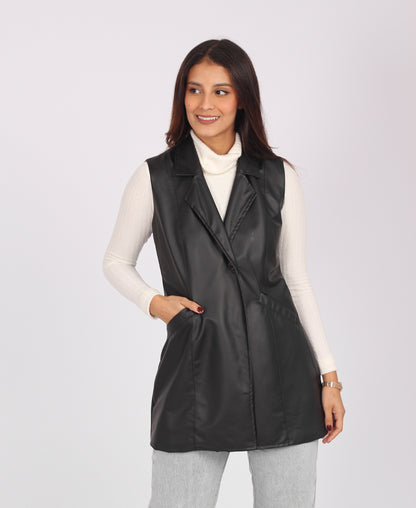 CHALECO CUERINA MILAGROS NEGRO - Kunca
