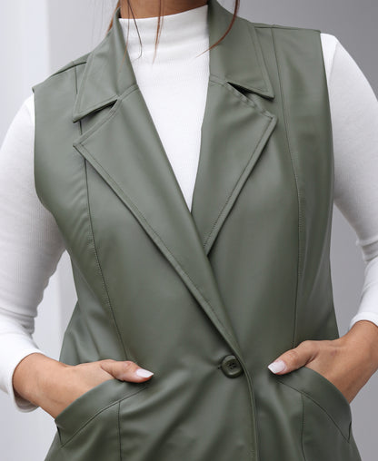 CHALECO CUERINA VERDE MILAGROS - Kunca