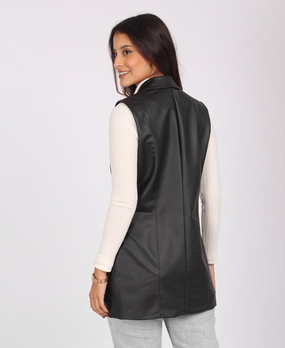 CHALECO CUERINA MILAGROS NEGRO - Kunca