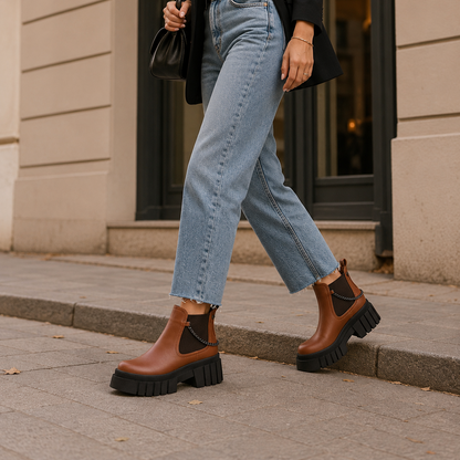 Botines Plataforma Chunky Camel | Chelsea