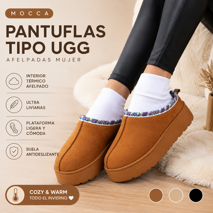 Pantuflas Tipo UGG Afelpadas Mujer | Mocca | Negro | Beige | Tamara
