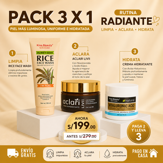 Pack manchas | hidratación + Rice Face Wash + Aclari Livii