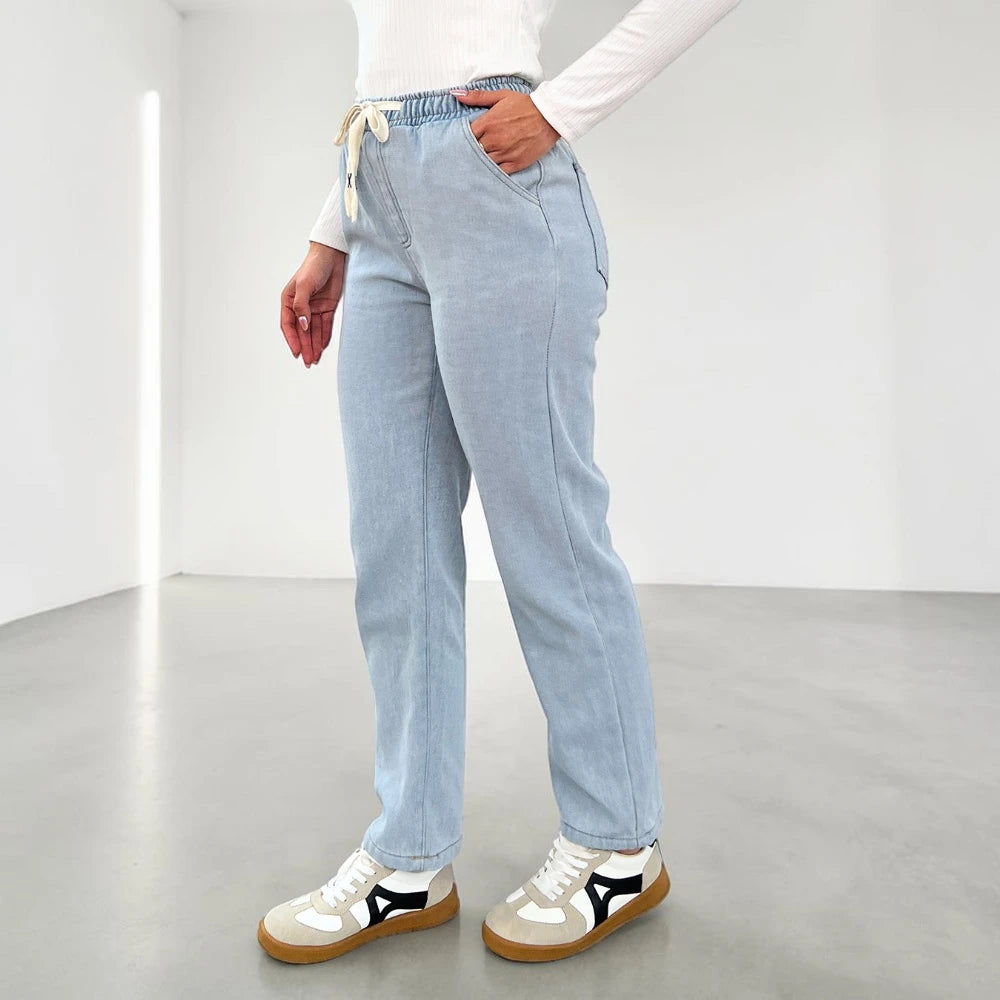 Pantalón Térmico Afelpado Mujer Estilo Denim Invierno