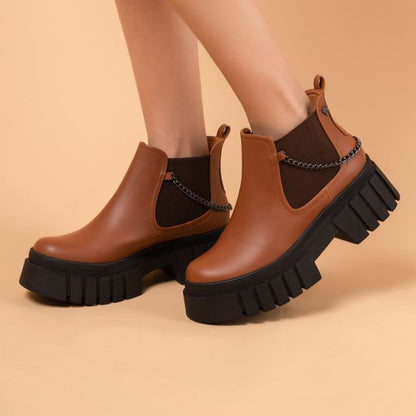 Botines Plataforma Chunky Camel | Chelsea