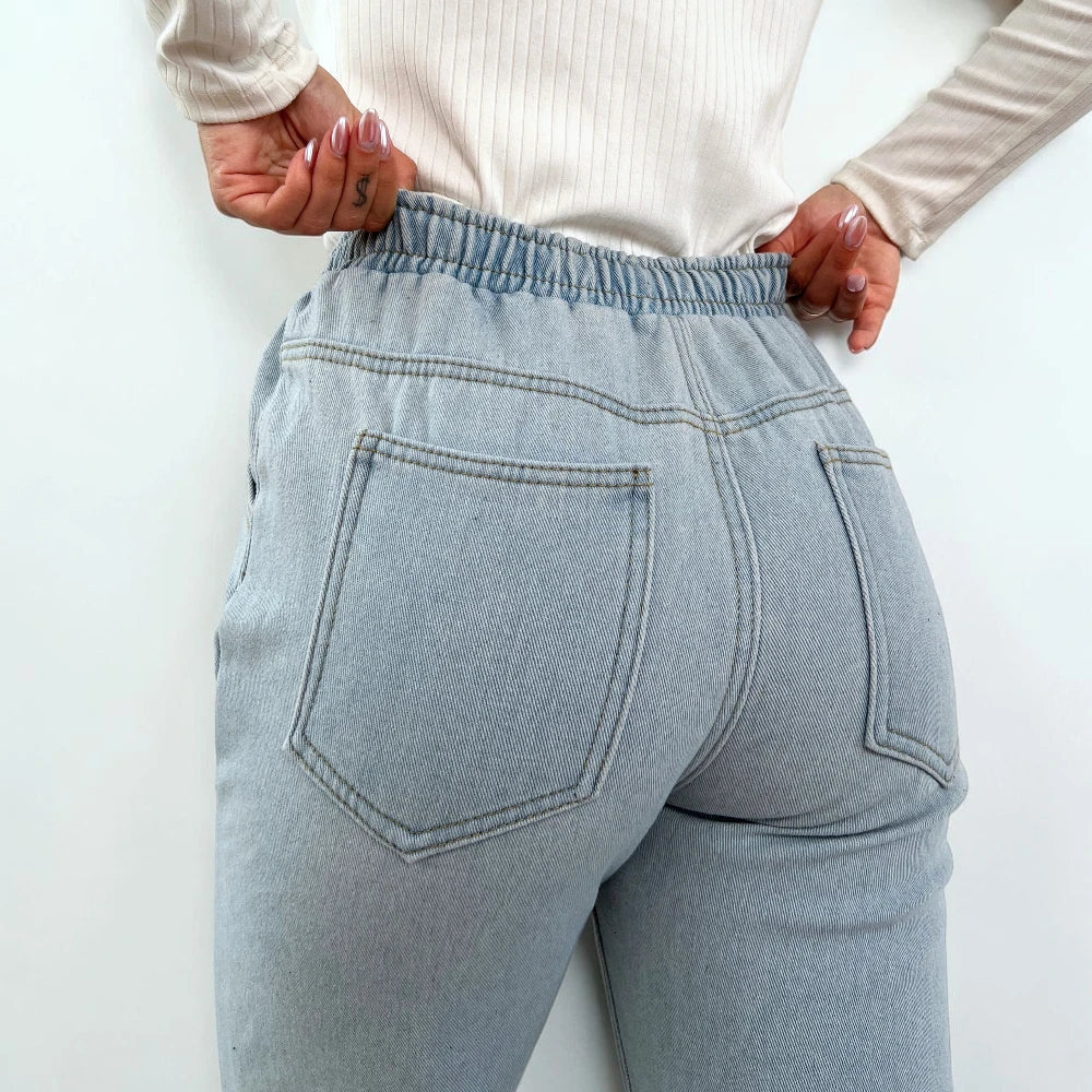 Pantalón Térmico Afelpado Mujer Estilo Denim Invierno