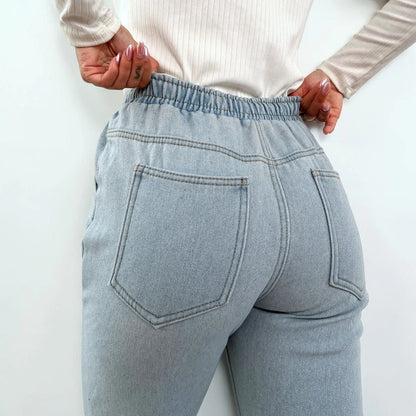 Pantalón Térmico Afelpado Mujer Estilo Denim Invierno