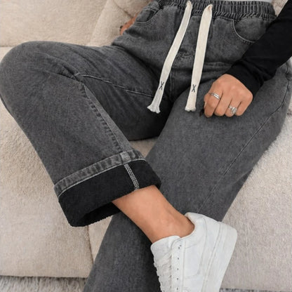 Pantalón Térmico Afelpado Mujer Estilo Denim Invierno