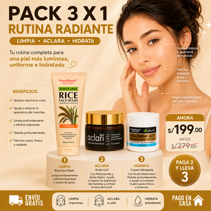 Pack manchas | hidratación + Rice Face Wash + Aclari Livii