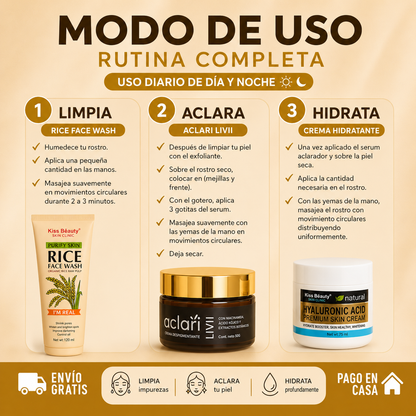 Pack manchas | hidratación + Rice Face Wash + Aclari Livii