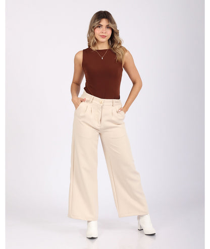 PANTALÓN TIPO SASTRE BEIGE KARINE - Kunca