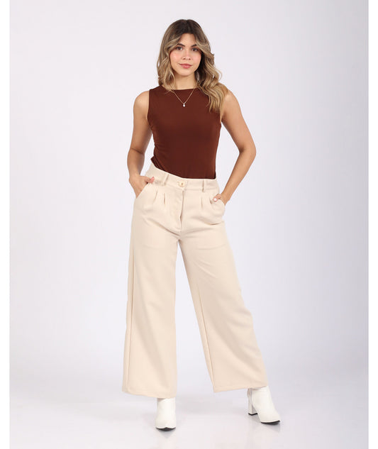 PANTALÓN TIPO SASTRE BEIGE KARINE - Kunca